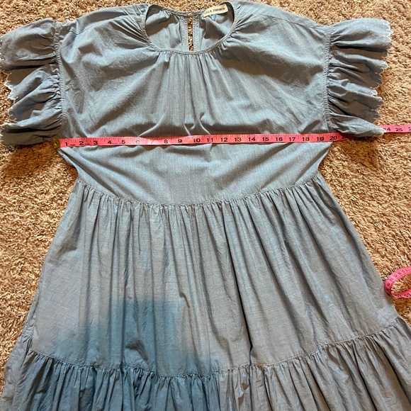 Ulla Johnson Light Blue, Cotton, Flutter-Sleeve, Tired Dress - Picture 4 of 9
